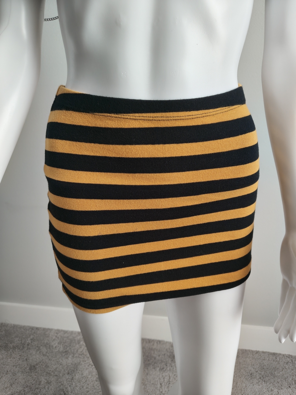 Forever 21 Black and Mustard Striped Knit Mini Skirt